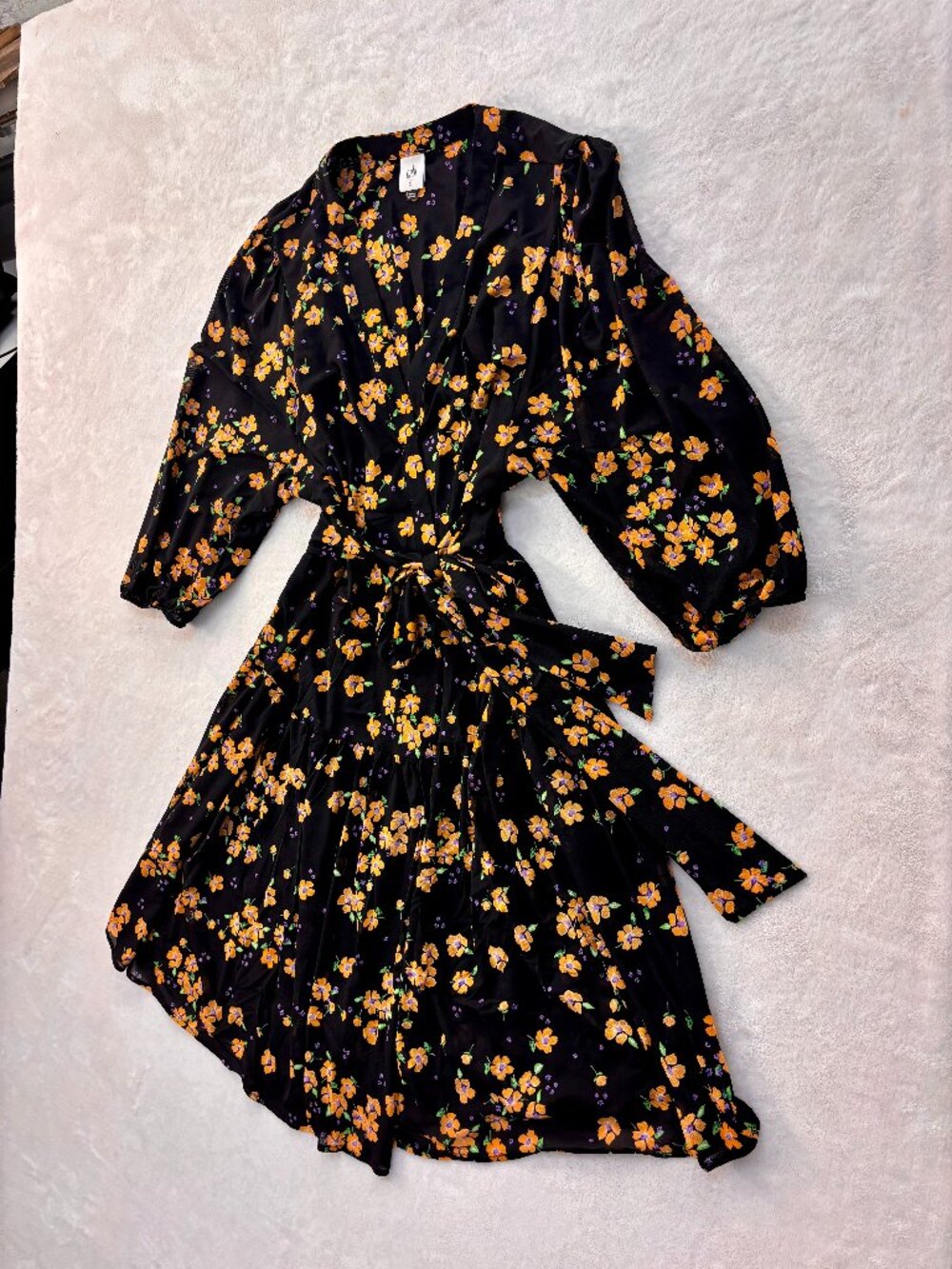 Cabi Women's Black & Orange Floral Dress --- Size: XL --- Great Condition!!